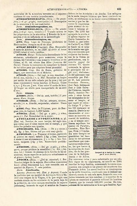 LAMINA ESPASA 12967: Campanil de la Basilica de Atocha