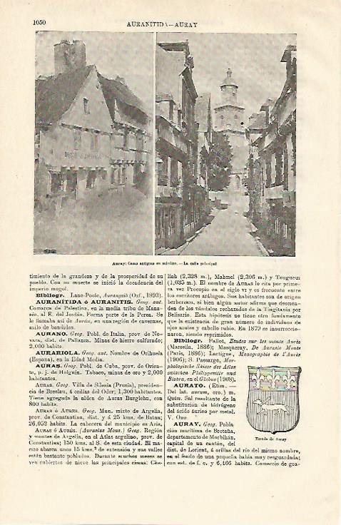 LAMINA ESPASA 12991: Vistas de Auray Francia