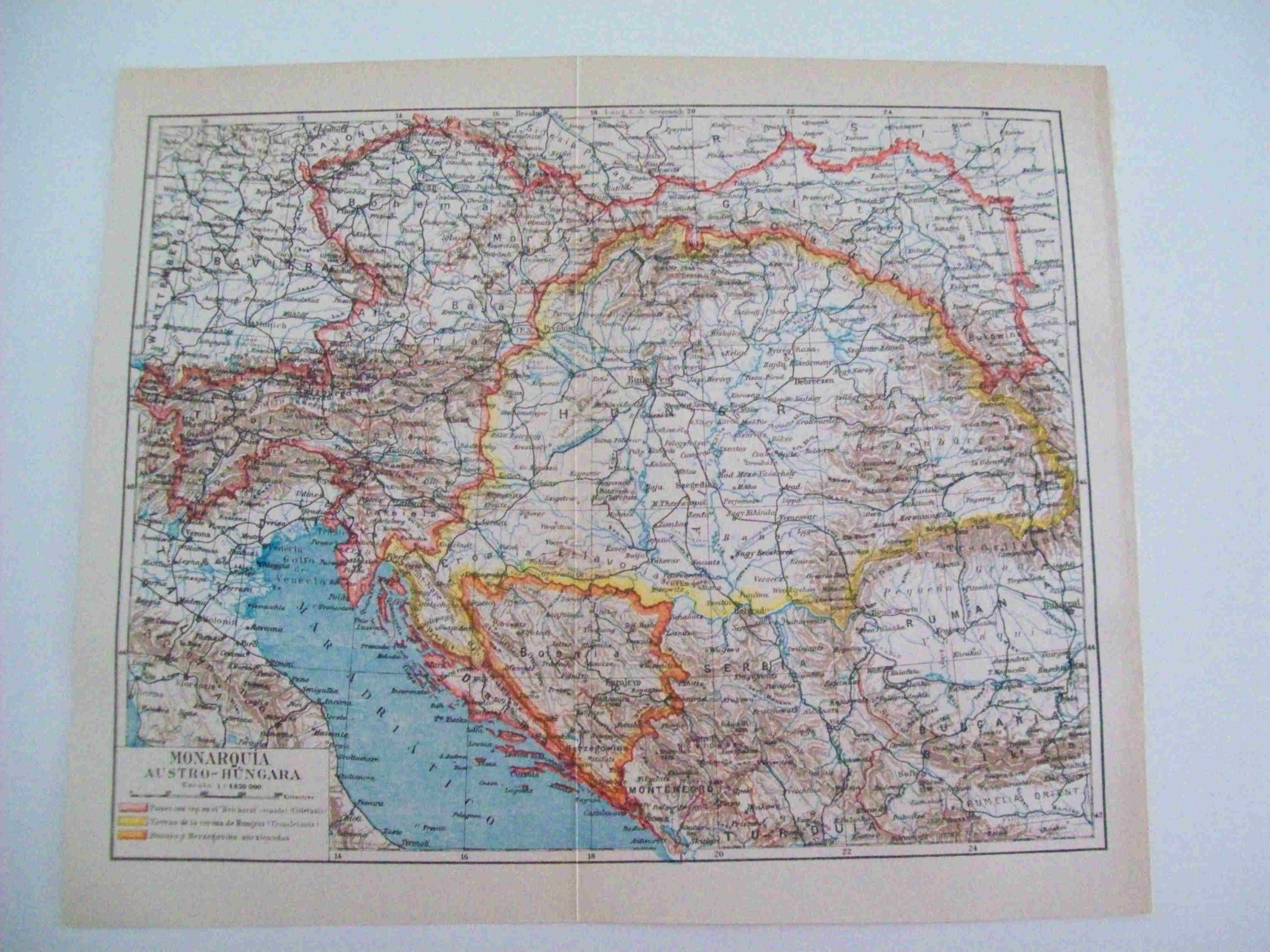 LAMINA ESPASA 13001: Mapa de la monarquia Austro-hungara