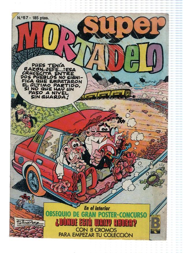 Ediciones B: Super Mortadelo numero 057: poster central donde esta wally ahora con 8 cromos