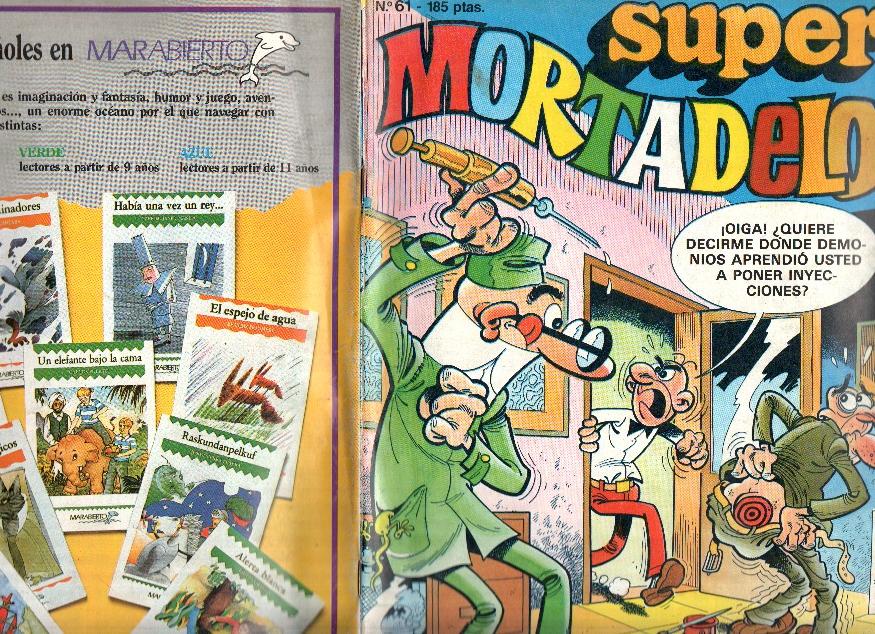 Ediciones B: Super Mortadelo numero 061 (numerado 2 en trasera) (lleva 8 cromos Wally)