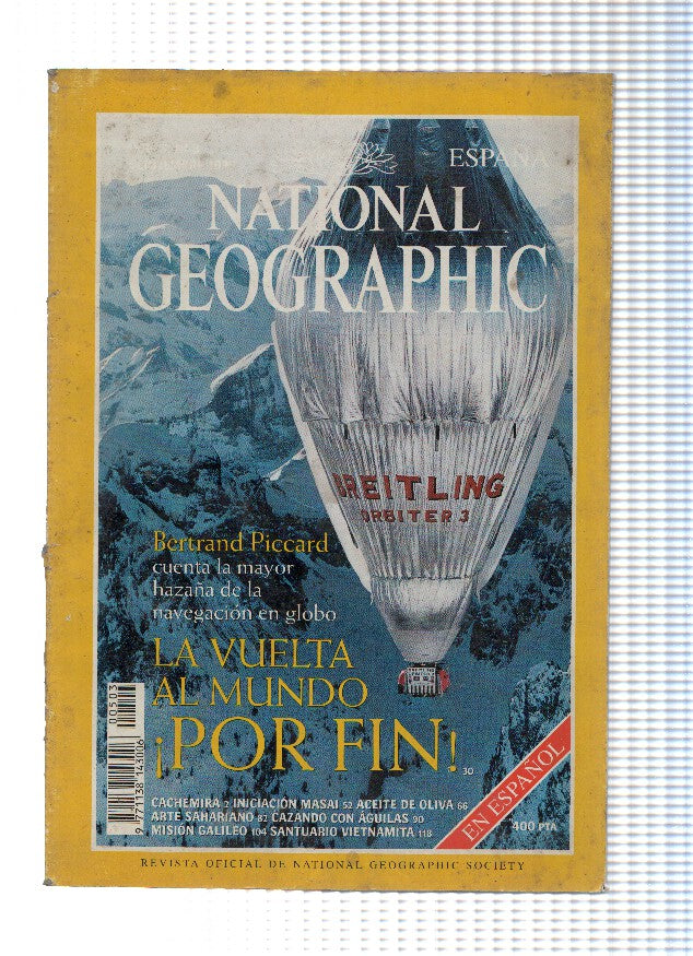 NATIONAL GEOGRAPHIC - Septiembre 1999: La Vuelta al Mundo en Globo de Bertrand Piccard