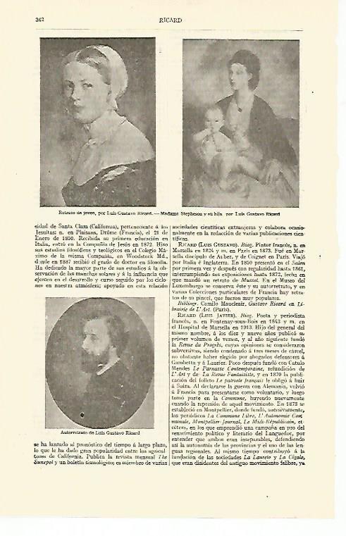 LAMINA ESPASA 13597: Retratos y autorretrato de L. G. Ricard