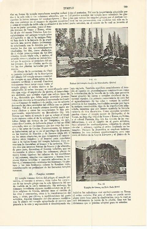 LAMINA ESPASA 13791: Templo etrusco de Marzabotto Italia