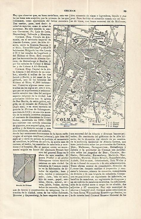 LAMINA ESPASA Alemania 13908: Plano de Colmar Alemania
