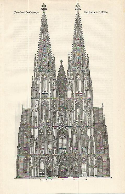 LAMINA ESPASA Alemania 13948: Fachada del Oeste de la Catedral de Colonia Alemania