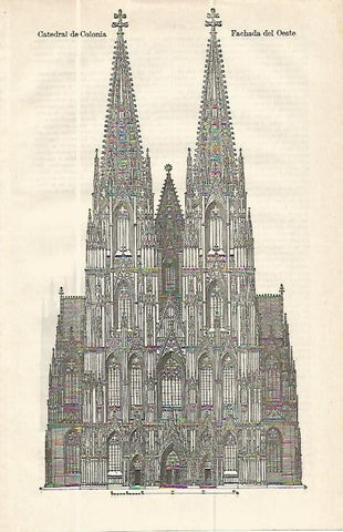 LAMINA ESPASA Alemania 13948: Fachada del Oeste de la Catedral de Colonia Alemania