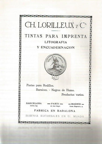 LAMINA 5017: Publicidad de Tintas Ch. Lorilleux y Ca de Barcelona y Paris