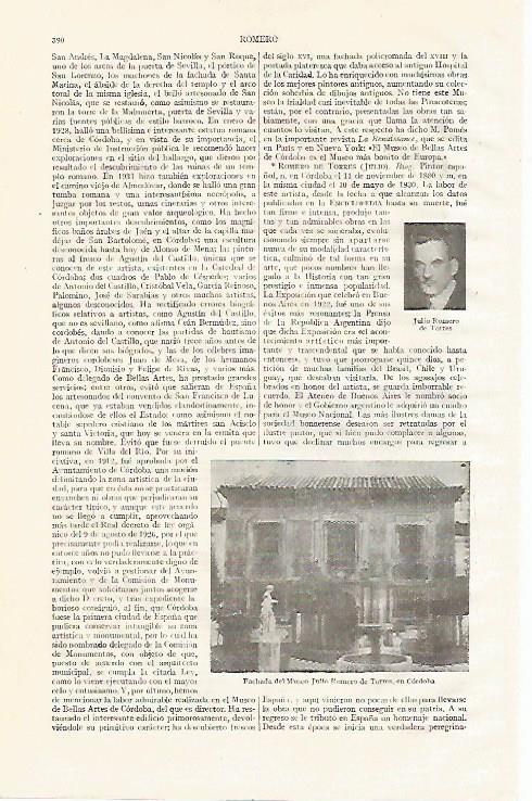 LAMINA ESPASA 14010: Museo Julio Romero de Torres en Cordoba