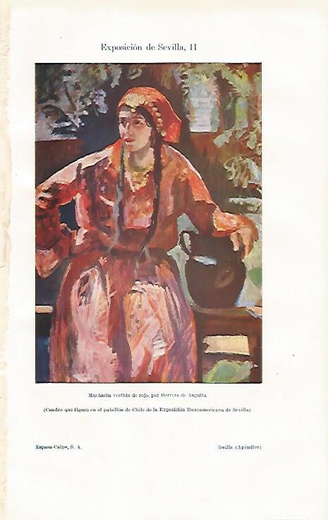 LAMINA ESPASA 14110: Muchacha vestida de rojo por Herrera de Anguita