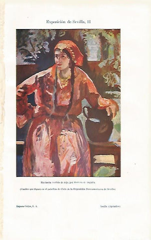 LAMINA ESPASA 14110: Muchacha vestida de rojo por Herrera de Anguita