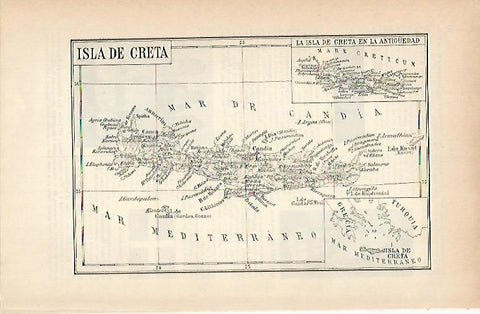 LAMINA ESPASA 14181: Mapa de la isla de Creta Grecia