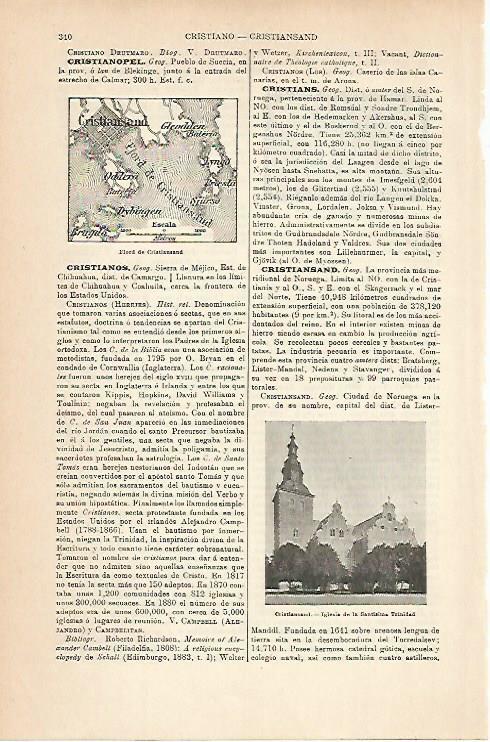LAMINA ESPASA 14221: Mapa del fiordo de Cristiansand Noruega