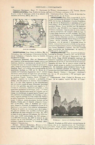 LAMINA ESPASA 14221: Mapa del fiordo de Cristiansand Noruega