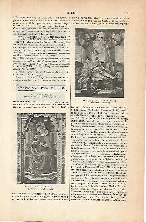 LAMINA ESPASA 14238: La Virgen y el Niño por Crivelli