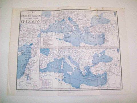LAMINA ESPASA 14291: Mapa de los paises del Mediterraneo en epoca de las Cruzadas