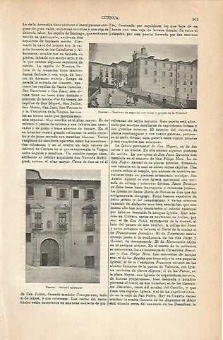 LAMINA ESPASA 14327: Puente de la Trinidad y Palacio Episcopal de Cuenca