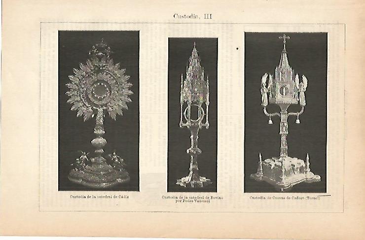 LAMINA ESPASA 14391: Custodia de la Catedral de Cadiz de Bovino y de Cuevas de Cañart