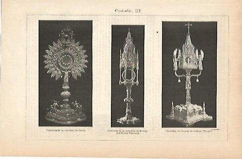 LAMINA ESPASA 14391: Custodia de la Catedral de Cadiz de Bovino y de Cuevas de Cañart