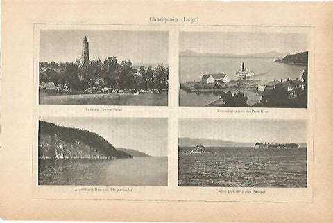 LAMINA ESPASA 14435: Vistas del lago Champlain