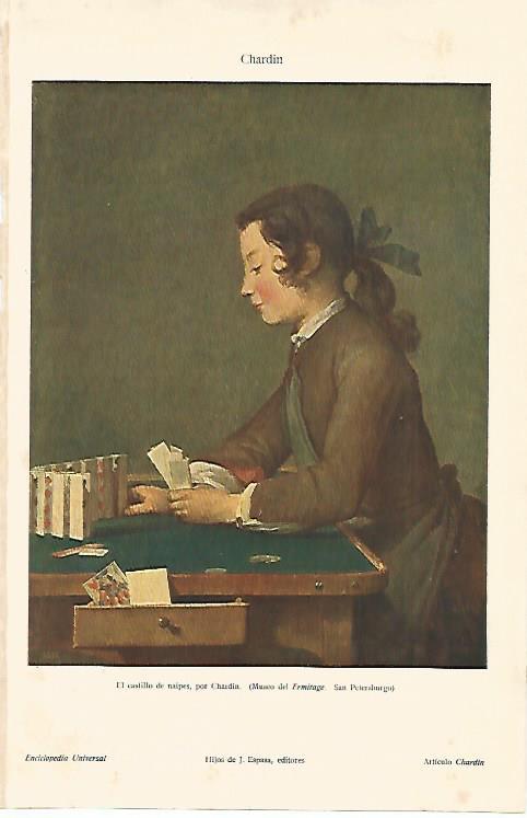 LAMINA ESPASA 14446: El castillo de naipes por Chardin