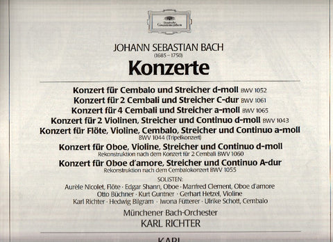 Disco/Vinilo-LP: BACH / KARL RITCHER : Konzerte: Para Cembalo, Violin y Oboe (ESTUCHE 2 VINILOS)