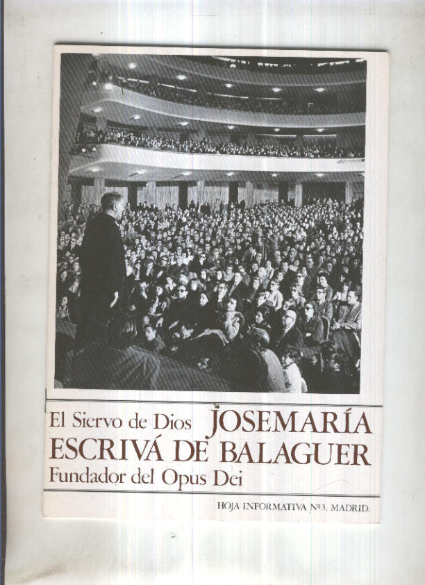 Jose Maria Escriva de Balaguer, oja informativa numero 3, septiembre 1979