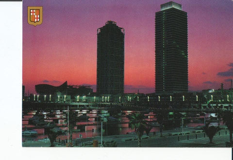 Postal 017031: BARCELONA - Vila Olimpica Puerto deportiva y torres. Nocturna