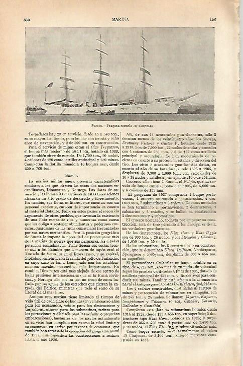 LAMINA ESPASA 814: Fragata escuela Al Chapman Suecia