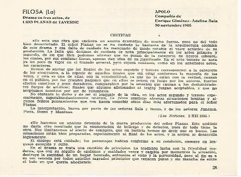 LAMINA 2714: Criticas de La Filosa. Apolo 30 noviembre 1905