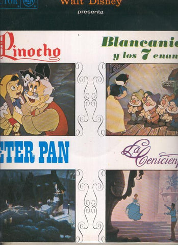 Disco LP: Walt Disney: Pinocho-Peter Pan-La Cenicienta-Blancanieves