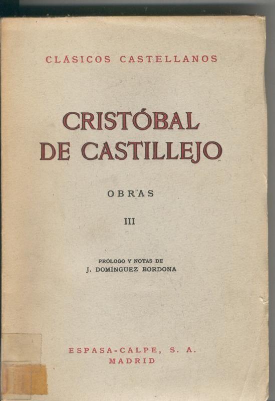 Clasicos Castellanos numero 088: Cristobal de Castillejo: Obras Tomo III