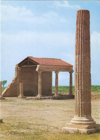 Postal 048298 : Costa Brava. Reconstruccion del portico sur del Foro de la ciudad romana de Ampurias