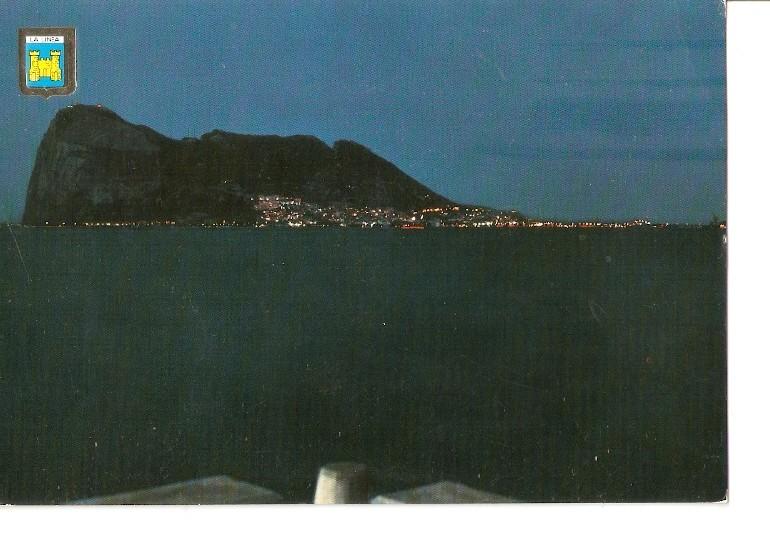 Postal 048484 : La Linea. Peñon de Gibraltar. Vista nocturna