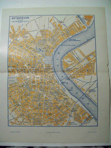 LAMINA ESPASA 11952: Plano de Burdeos Francia