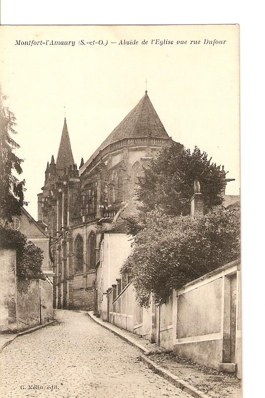Postal 027288 : Montfort-lAmaury. Abside de lEglise vue rue Dufour