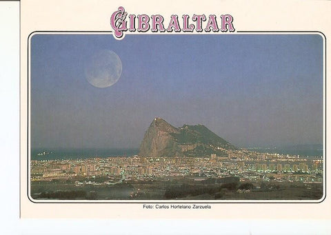 Postal 025008 : Vista nocturna del Peñon de Gibraltar. Costa del Sol