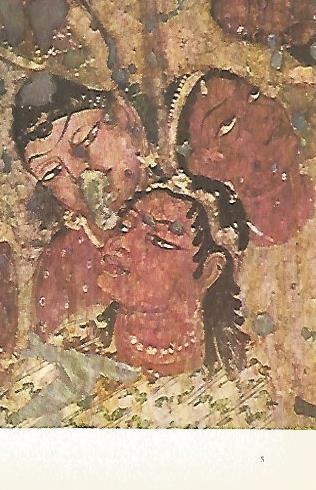LAMINA 1512:  Escena de la Mahajanaka jakata. Cueva I. Siglos VI-VII.  El cortejo real