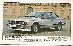 CROMO 354 ALBUM COCHES MOTOR 16: BMW M 635 CSI