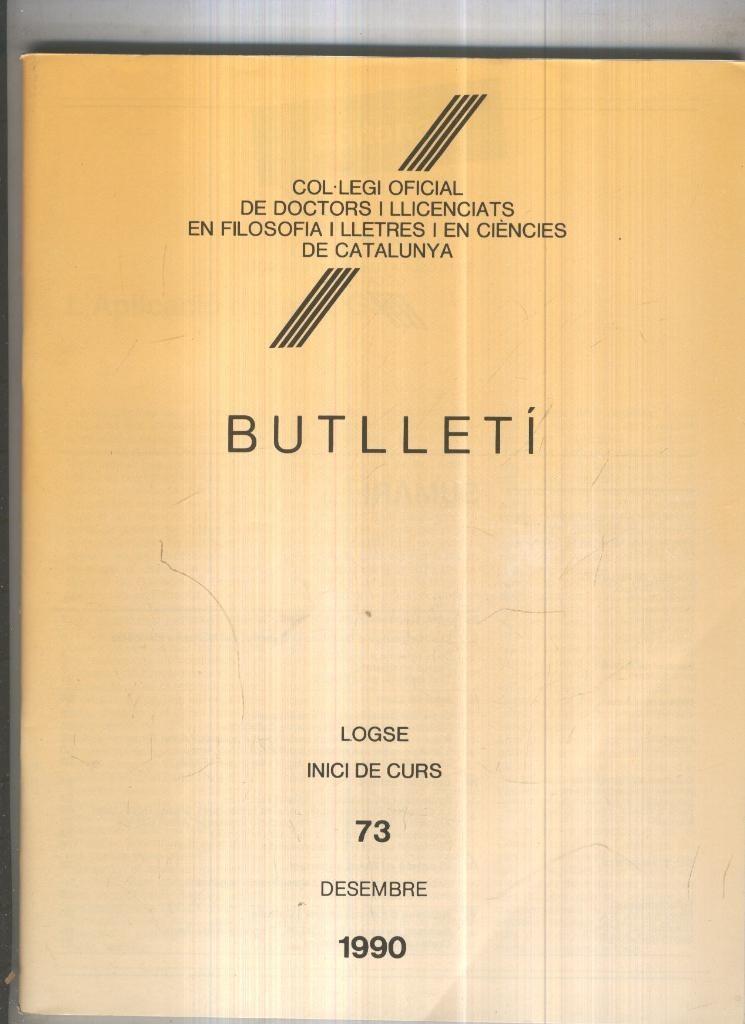 Butlleti numero 73, Col. Ofic. Doctors i Llicenciats Filosofia i Lletres Catalunya