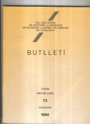 Butlleti numero 73, Col. Ofic. Doctors i Llicenciats Filosofia i Lletres Catalunya