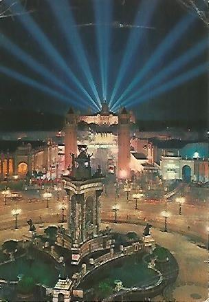 POSTAL 55978: BARCELONA. Plaza de España de noche