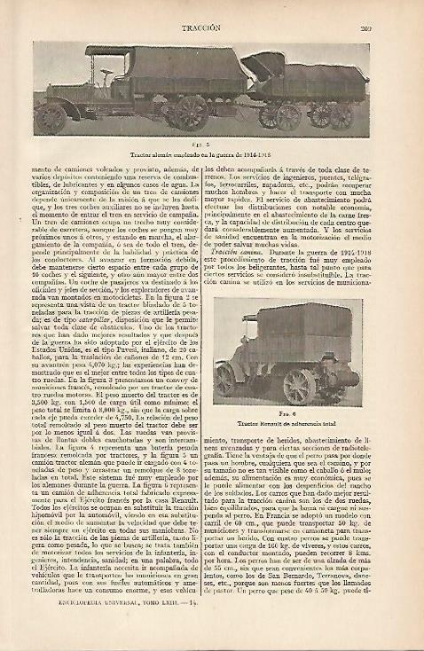 LAMINA ESPASA 10993: Tractor aleman de la Primera Guerra Mundial