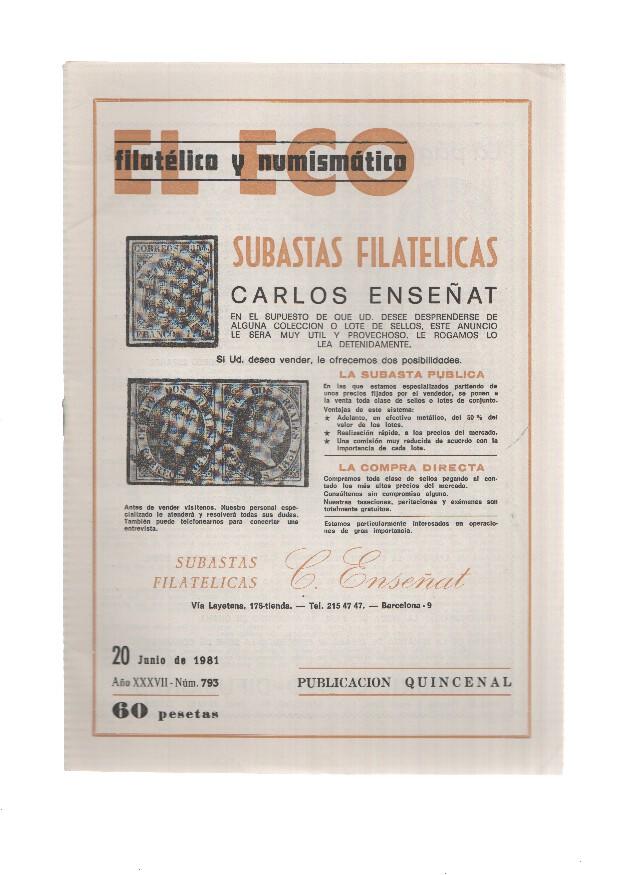 El Eco Filatelico y Numismatico numero 0793: El Tesoro Filatelico de la O.F.E