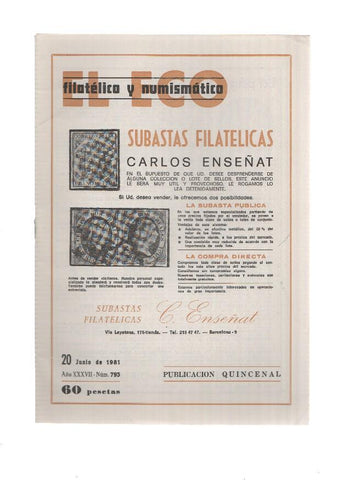El Eco Filatelico y Numismatico numero 0793: El Tesoro Filatelico de la O.F.E
