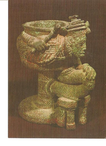 Postal 022136 : IFE. (12th - 15th centuries AD) bronze bowl with figure of a queen curlen round