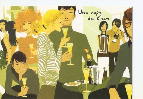 Postal 023767 : Dibujo. Una copa de Cava