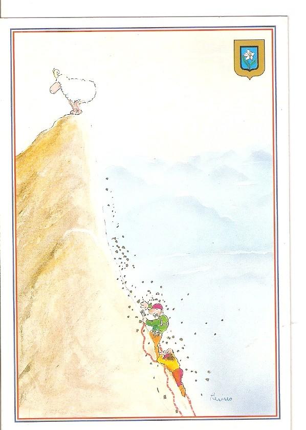 Postal 035524 : Dibujo escalando montaña