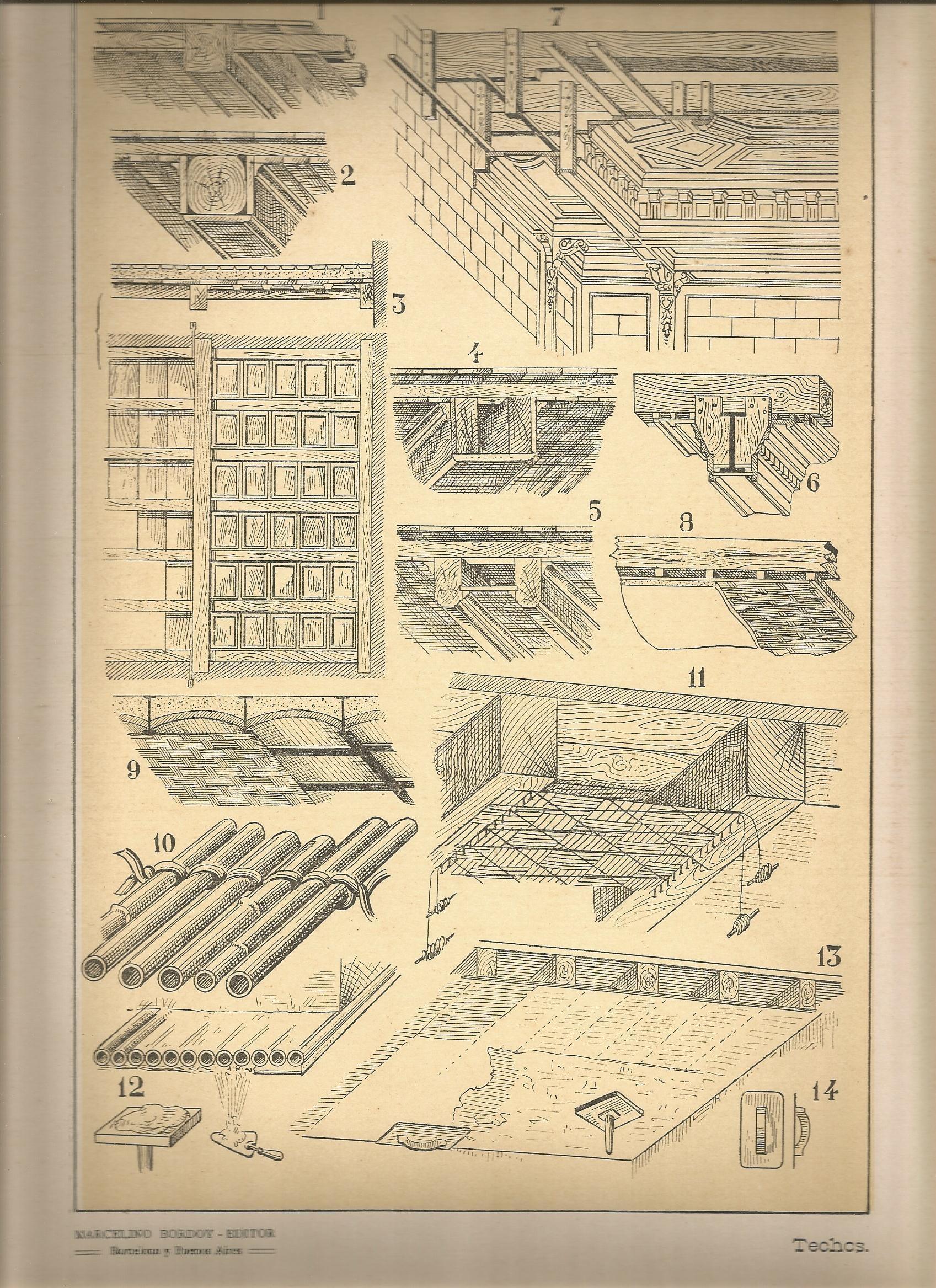 Lamina 107: Tratado de arquitectura de Sugrañes - Techos