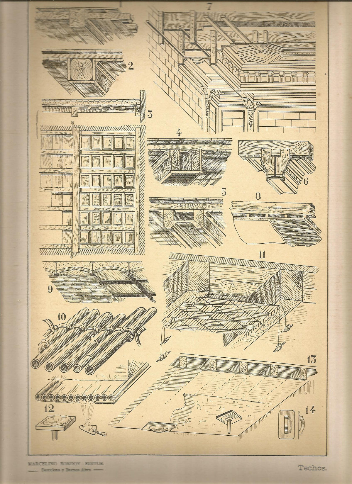 Lamina 107: Tratado de arquitectura de Sugrañes - Techos